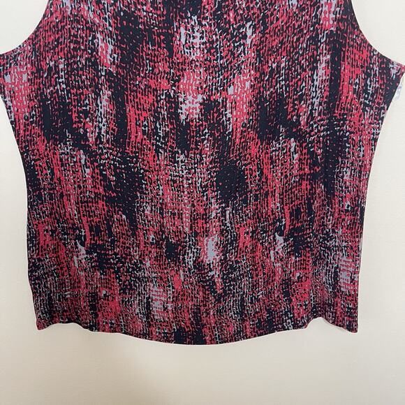 COLDWATER CREEK Black Red Printed Draped Cowl Neck Slinky Knit Tunic Tank - 3X - Picture 3 of 9